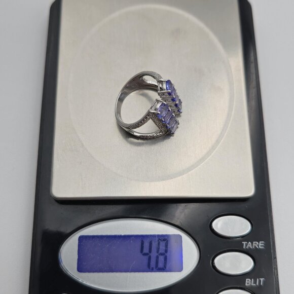 Size 6.5 Sterling Silver Tanzanite With Topaz Accents Open Style Ring A3623 - Picture 10 of 10